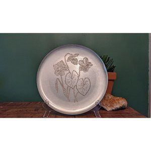 Vintage Aluminum Hand Etched Tray Featuring Wild Violets